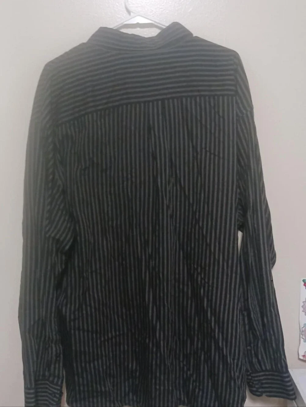 Van Heusen Black and Gray Vertical Stripe Dress Shirt Xxxl A-33
